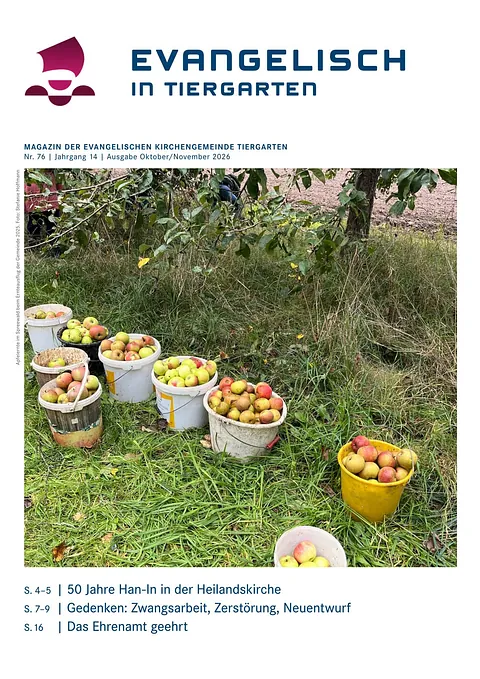 Titelseite des Magazins "Evangelisch in Tiergarten", Ausgabe 75, Jahrgang 14, August/September
