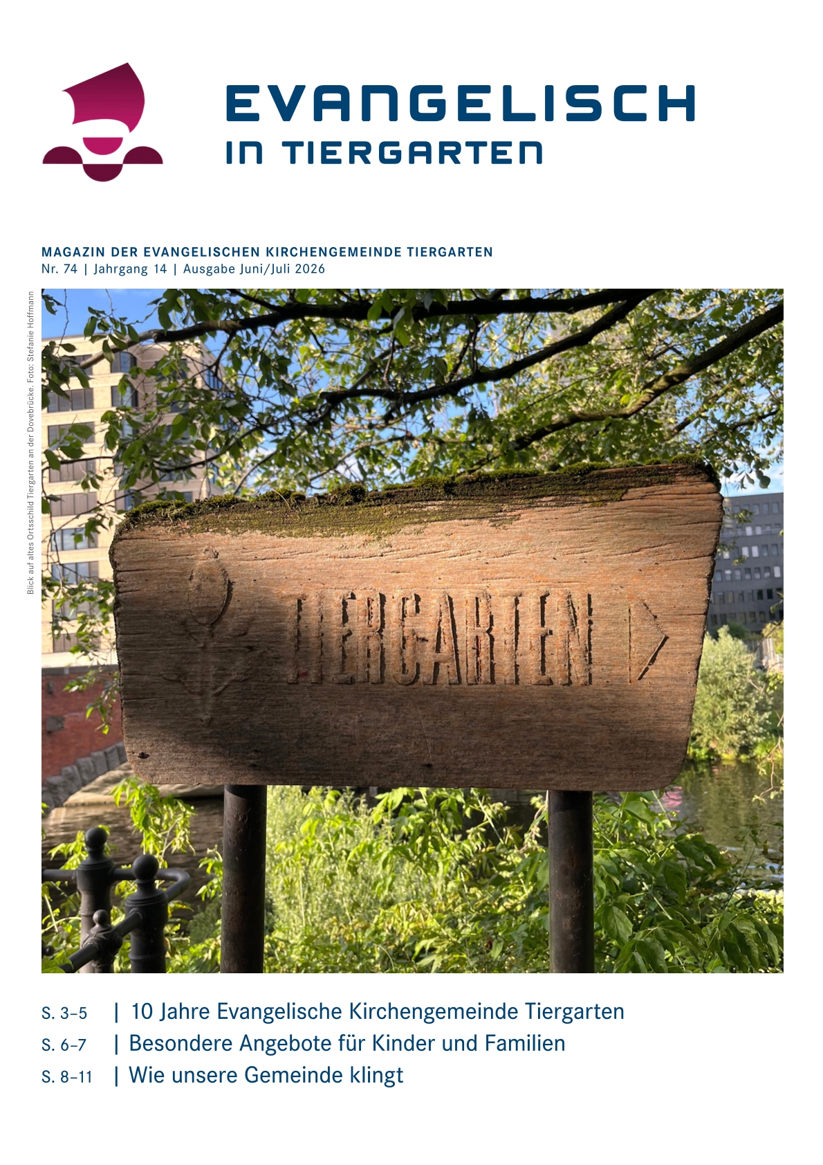 Titelseite des Magazins "Evangelisch in Tiergarten", Ausgabe 74, Jahrgang 14, Juni/Juli2026
