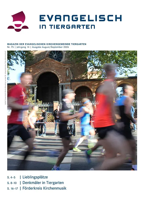 Titelseite des Magazins "Evangelisch in Tiergarten", Ausgabe 75, Jahrgang 14, August/September